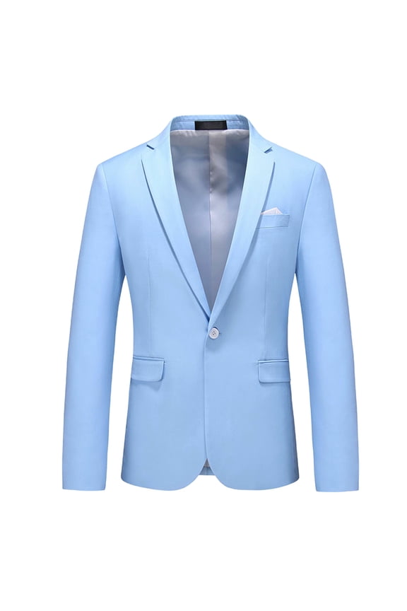 Mens Blazer Solid Color Slim Fit One Button Coats Business Casual Dinner Prom Wedding Suit Jacket