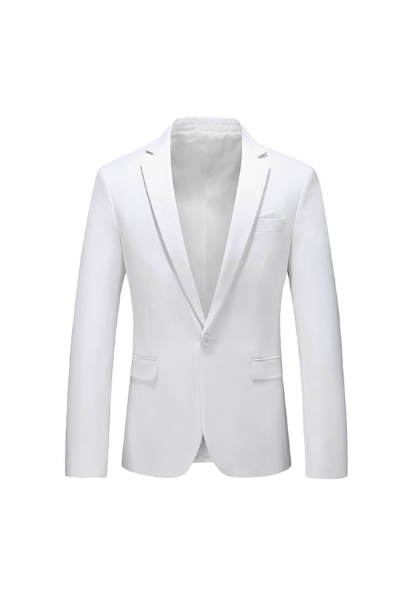 Mens Blazer Solid Color Slim Fit One Button Coats Business Casual Dinner Prom Wedding Suit Jacket