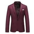 thumbnail image 1 of Mens Blazer Solid Color Slim Fit One Button Coats Business Casual Dinner Prom Wedding Suit Jacket, 1 of 4