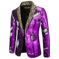 thumbnail image 1 of Mens Blazers and Sport Coats Summer Saving YODETEY Men's Autumn and Winter Personality Sequins Casual Suit Jacket Purple 10(Xl), 1 of 3