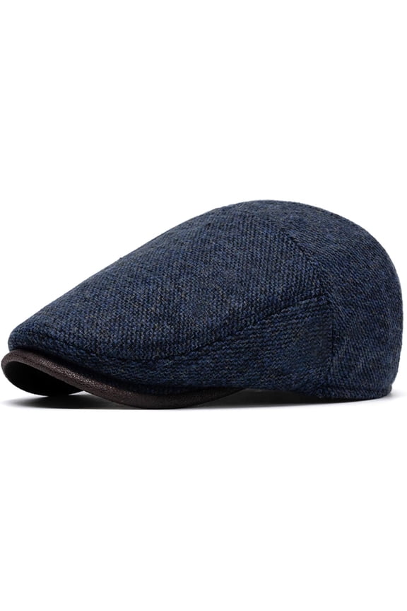 Mens  Blend Tweed Newsboy Flat Cap  Irish Cabbie Ivy Cap Adjustable Newsboy Hat Warm Fleece Winter Hats