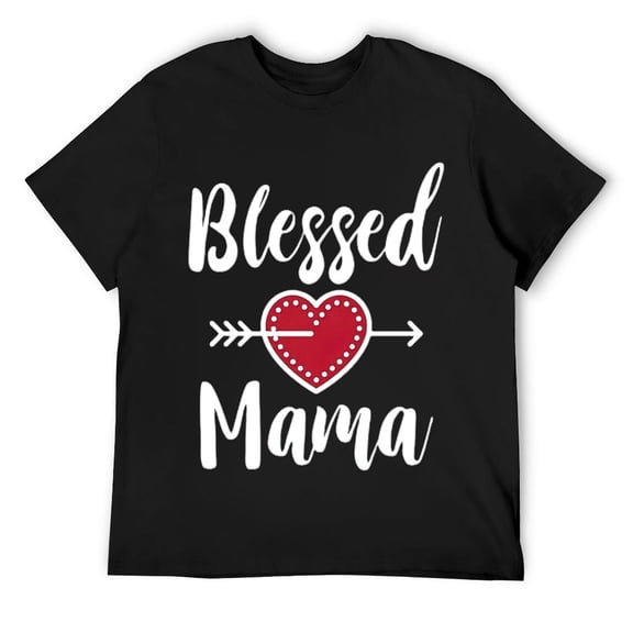 Mens Blessed Mama Cute Mommy Mom Mother Arrow Heart T-Shirt Black