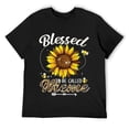 thumbnail image 1 of Mens Blessed To Be Called Meme Funny Leopard Sunflower And Bee T-Shirt Black, 1 of 5
