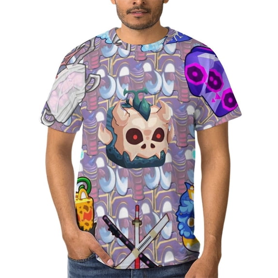 Mens Blox Fruit T-Shirts, Unisex 3D Print Shirts, Casual Novelty Short Sleeve Tops for Adults, Fashion Novelty Tee, S-4XL