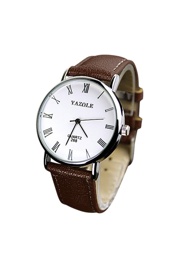 Mens Blu-Ray Roman Numerals Quartz Analog Wrist Watch, Black Band Black Dial, Leather Band