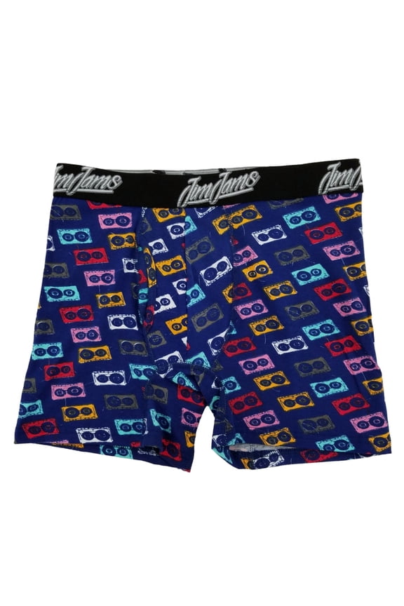 Mens Blue Cassette Tape Print Cotton Stretch Boxer Briefs Small