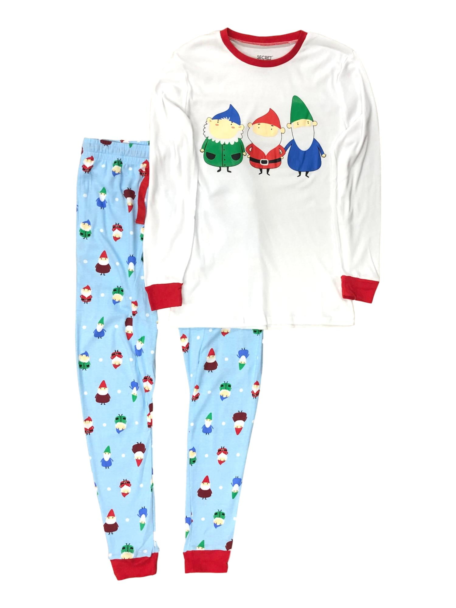 Mens Blue Gnome Santa & Elf Christmas Holiday Pajamas Joggers Sleep Set Small