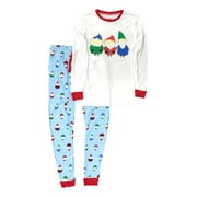 SECRET SANTA Mens Blue Gnome Santa & Elf Christmas Holiday Pajamas Joggers Sleep Set Small