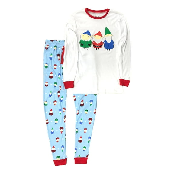 Mens Blue Gnome Santa & Elf Christmas Holiday Pajamas Joggers Sleep Set Small