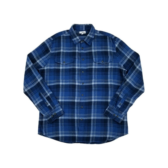 Mens Blue Plaid Flannel Long Sleeve Button-Down Shirt XX-Large