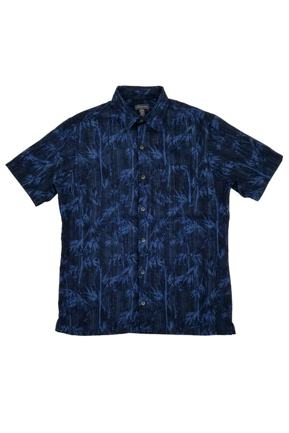 Mens Blue Tropical Air Classic Fit Short Sleeve Button-Down Shirt S 14-14.5