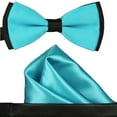 thumbnail image 1 of Mens Blue and Black Formal Event Pre-Tied Bow Tie and Pocket Square, 1 of 3