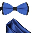 thumbnail image 1 of Mens Blue and Black Formal Event Pre-Tied Bow Tie and Pocket Square, 1 of 3