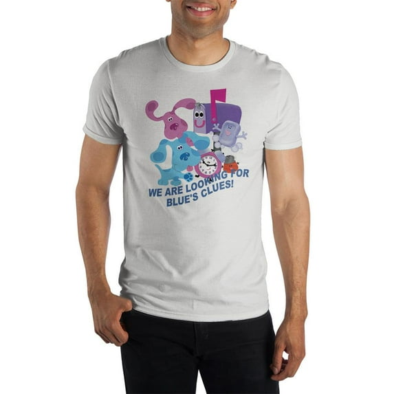 Mens Blue's Clues Cartoon White Short Sleeve Graphic Tee-Small