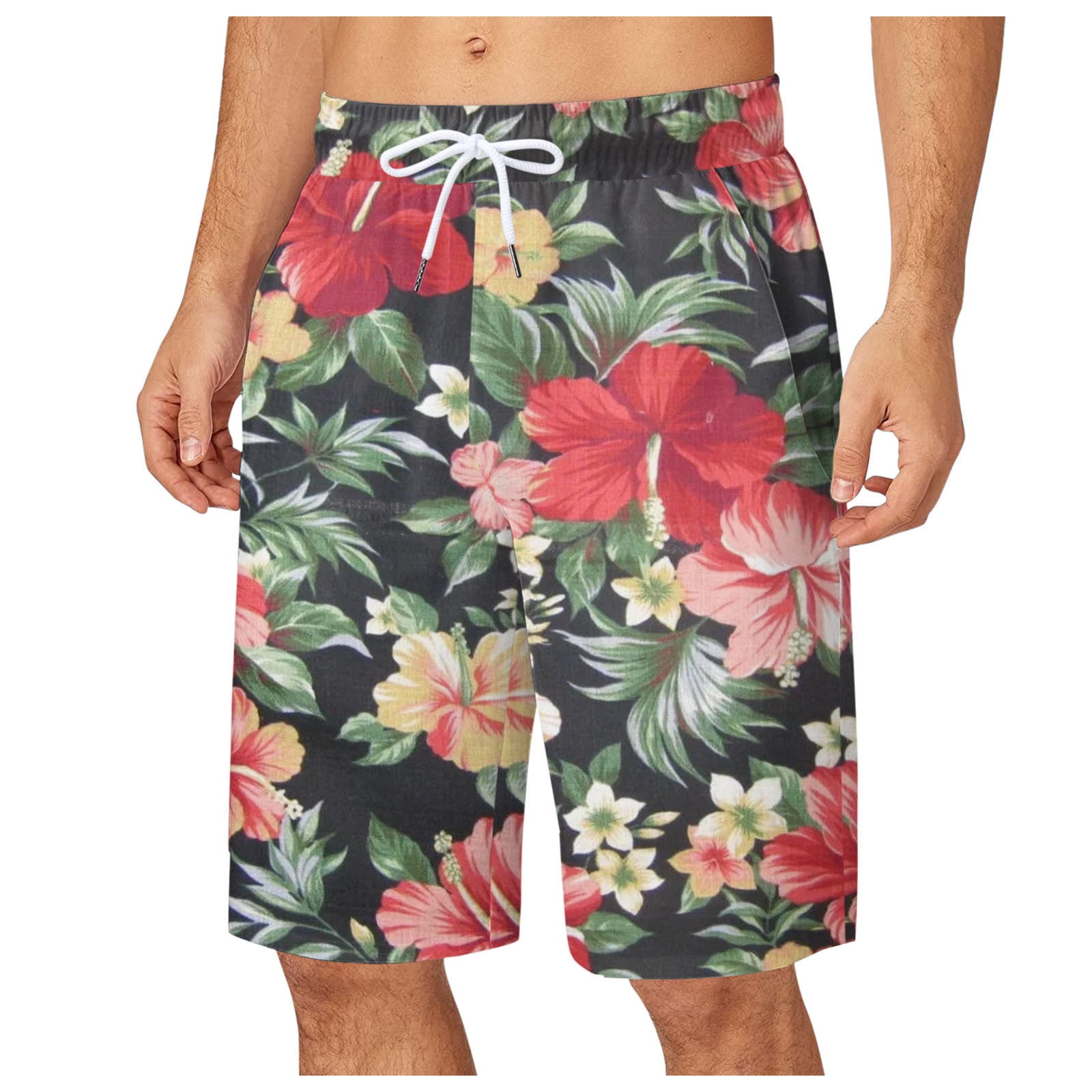 Mens Board Shorts Casual Floral Printing Summer Hawaii Holiday Beach