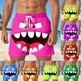thumbnail image 1 of Mens Board Shorts Swimwear Funny Face Print 5 Inch Swim Trunks Lightweight Drawstring Beach Shorts Relaxed Fit Summer Light Green S, 1 of 5