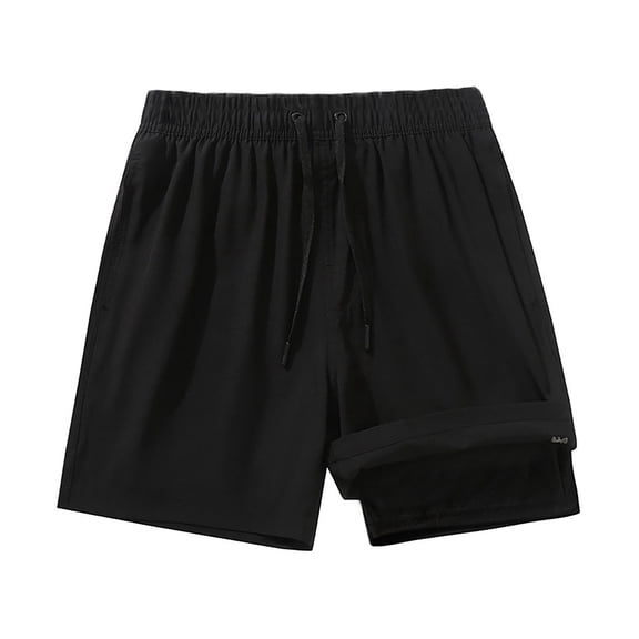 Mens Board Shorts with liner 5 Inch Quick Dry Double Layer Anti See Through Lightweight Breathable Swim Trunks Summer Beach Sport Boxer Shorts Black XL