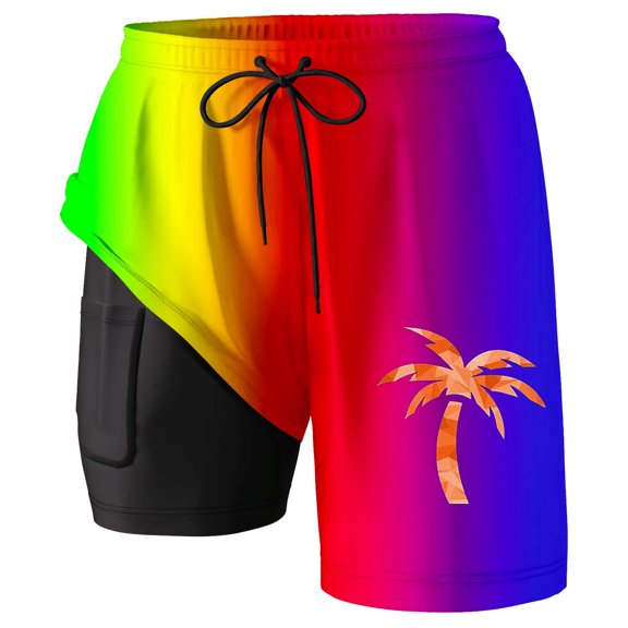 Mens Board Shorts with liner 5 Inch Beach Boxer Shorts Quick Dry Lightweight Breathable Swim Trunks Summer Purple XL