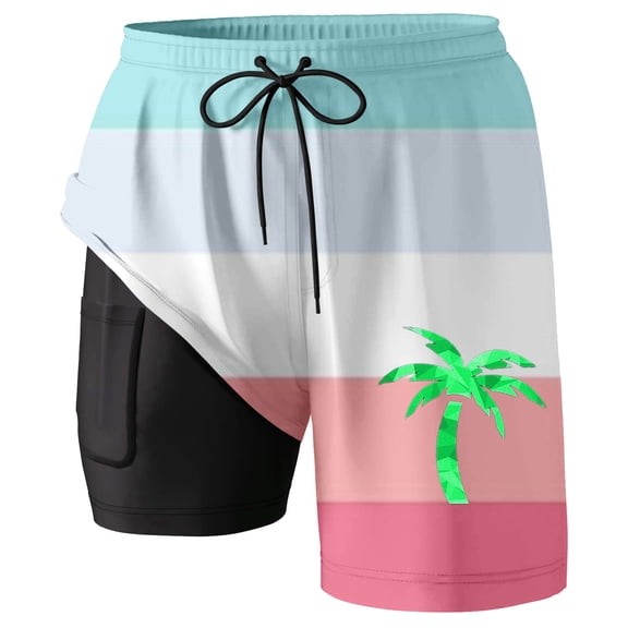 Mens Board Shorts with liner 5 Inch Lightweight Boxer Shorts Beach Quick Dry Breathable Swimwear Summer Mint Green XXXL