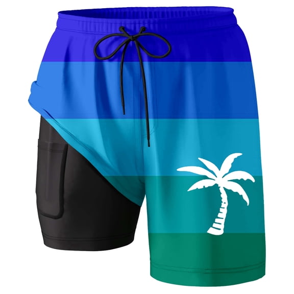 Mens Board Shorts with liner 5 Inch Quick Dry Lightweight Boxer Shorts Breathable Swim Trunks Summer Beachwear Blue L