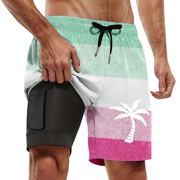 Mens Board Shorts with liner 5 Inch Quick Dry Lightweight Boxer Shorts Breathable Swim Trunks Summer Beachwear Light Green XXXXXL