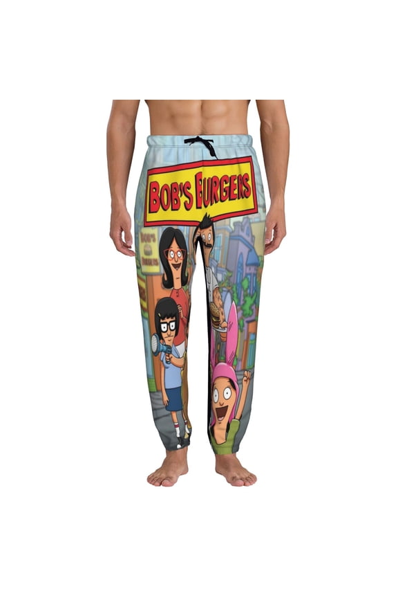 Mens Bob's Burgers Joggers Sweatpants Front Print Pants Novelty Graphic Trousers Casual Athletic Sports Joggers with Pockets
