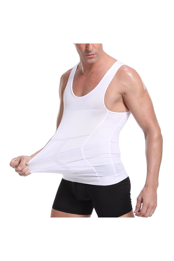 Mens Body Shaper Slimming Shirt Compression Vest Elastic Slim Shapewear Abs Abdomen Control Shirt