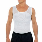 Mens Body Shaper Stomach Compression Shirt Undershirt Shapewear Gynecomastia Tummy Control Workout Tank Tops,White,M