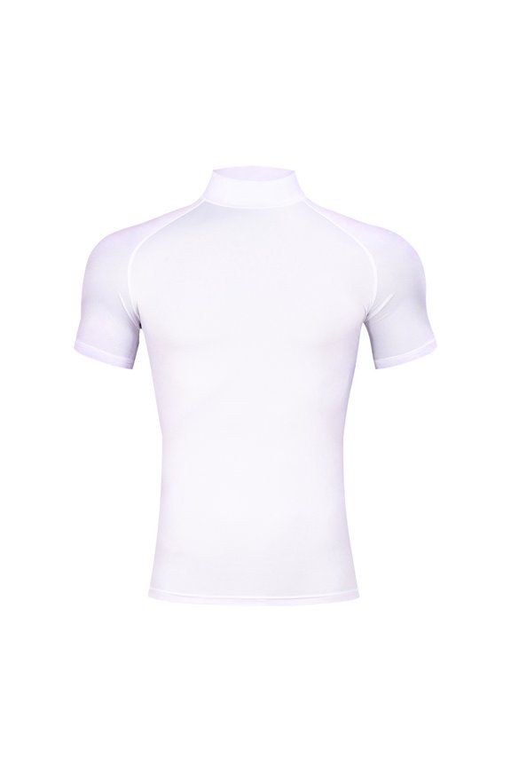 Mens Bodybuilding Sports Tight T-shirt Summer Compression Turtleneck Short Sleeve Gym Fitness Running Quick Dry Male Workout Top