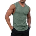 thumbnail image 1 of Mens Bodybuilding Tank Tops Ribbed Knit Sleeveless Gym Shirts, Workout Muscle Slim Fit Tees Green L, 1 of 4