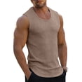 thumbnail image 1 of Mens Bodybuilding Tank Tops Ribbed Knit Sleeveless Gym Shirts, Workout Muscle Slim Fit Tees Khaki XL, 1 of 4