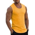 thumbnail image 1 of Mens Bodybuilding Tank Tops Ribbed Knit Sleeveless Gym Shirts, Workout Muscle Slim Fit Tees Yellow 3XL, 1 of 4