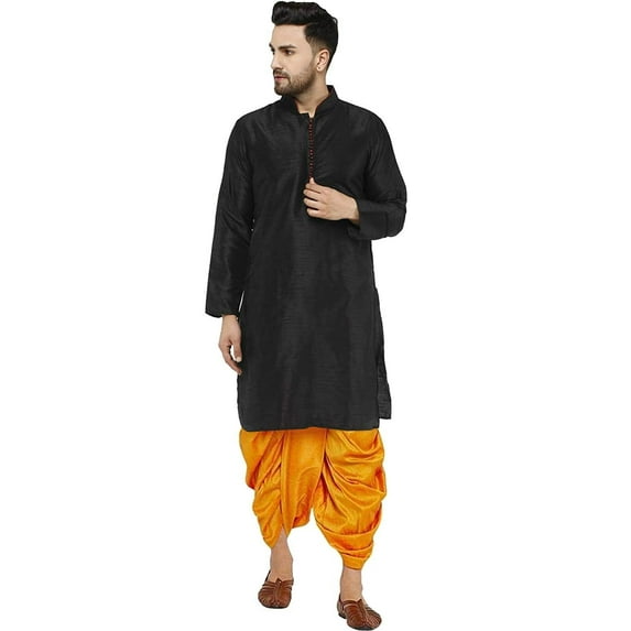Mens Bollywood Style Indian Handmade Silk Blend Ethnic Party Wear Dhoti Kurta