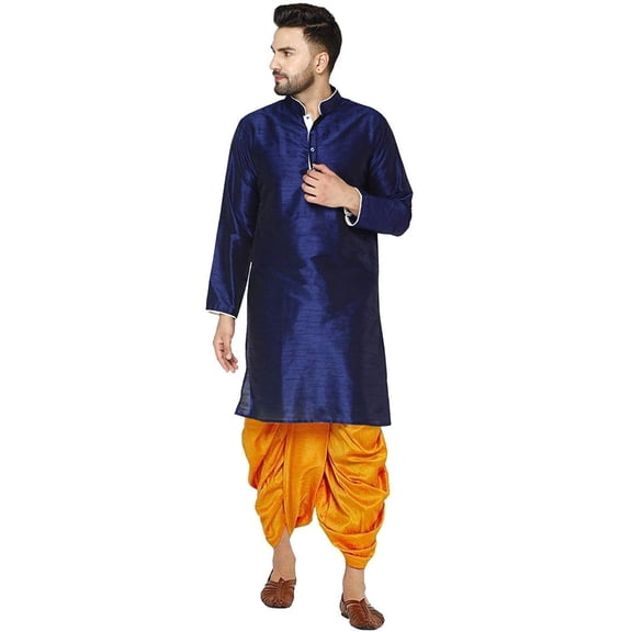 Mens Bollywood Style Indian Handmade Silk Blend Ethnic Party Wear Dhoti Kurta