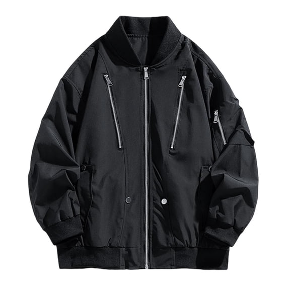 Mens Bomber Jacket Lightweight Casual Zip Up Windbreaker Spring Fall Varsity Flight Coat Loose Sportwear With 5 Pocket Leather Jackets For Men Black Xxxl