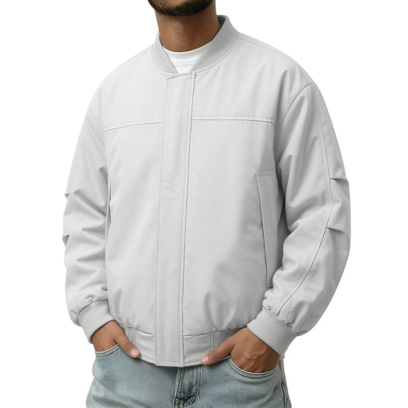 Mens Bomber Jacket Lightweight Thin Windbreaker Jackets Casual Summer Coats with Zipper Pockets Gray XXL