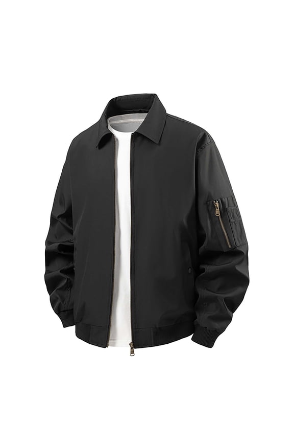 Mens Bomber Jackets Lightweight Casual Windbreaker Baseball Sports Cargo Jacket Outwear with Pockets Black XL