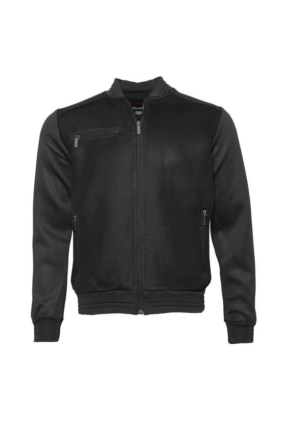 Mens Bomber Varsity Jacket Lightweight Mesh Zip Up Fall Winter Black 2XL