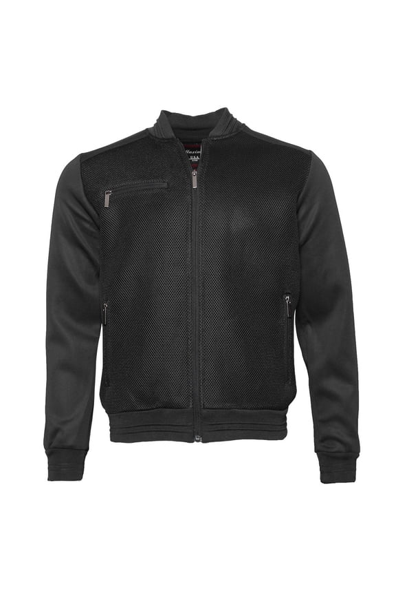 Mens Bomber Varsity Jacket Lightweight Mesh Zip Up Fall Winter Black S