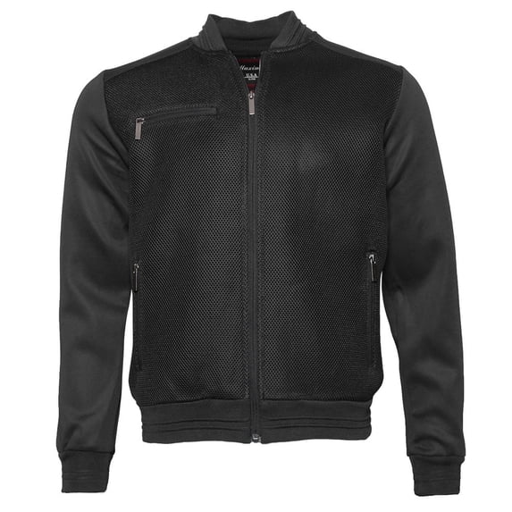 Mens Bomber Varsity Jacket Lightweight Mesh Zip Up Fall Winter Black XL