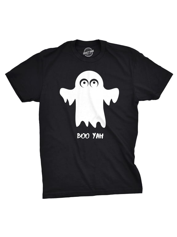 Mens Boo Yah Funny Spooky Cute Halloween October Fall Ghost T shirt Graphic Tees
