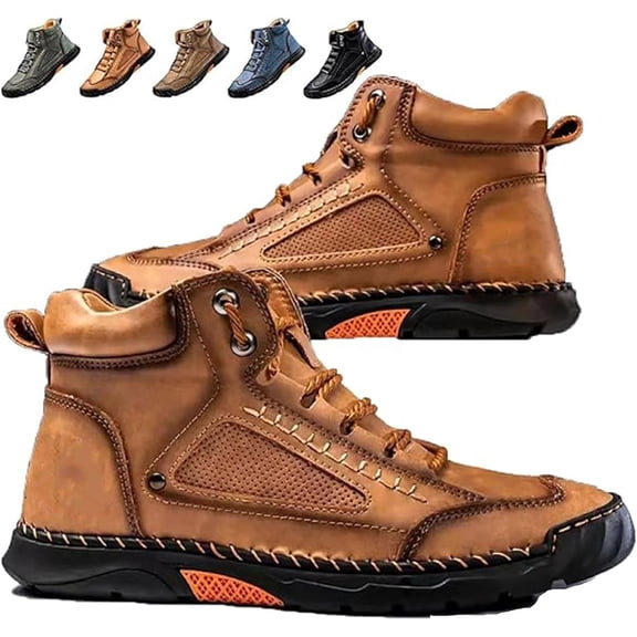 Mens Boots, Arch Support, Mens Comfortable Handmade Leather BootsWaterproof Spacious Toe Box