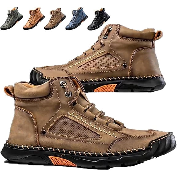 Mens Boots, Arch Support, Mens Comfortable Handmade Leather BootsWaterproof Spacious Toe Box