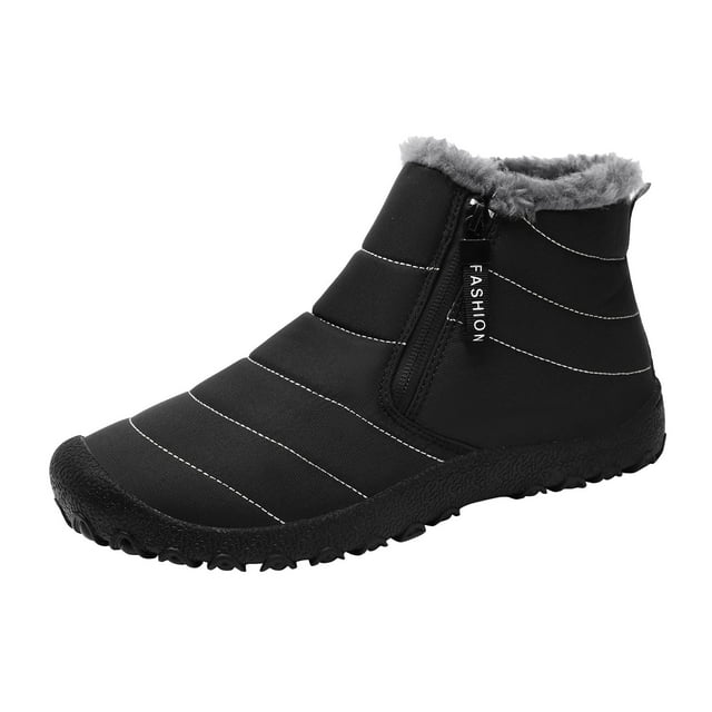 Mens Boots Fall Winter Thick Warm Snow Zipper with Velvet Outdoor Boots ...
