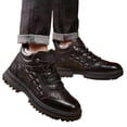 thumbnail image 1 of Mens Boots Retro Splice Leather Waterproof Work Dress Booties Warm Furry Lined Antislip Lug Sole Lace up Winter Ankle Boots Black Size 11, 1 of 7