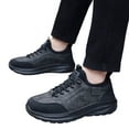 thumbnail image 1 of Mens Boots Trendy Splice Leather Lace up Sneakers Comfy Soft Sole Nonslip Waterproof Walking Shoes Winter Work Booties Gray Size 9, 1 of 7