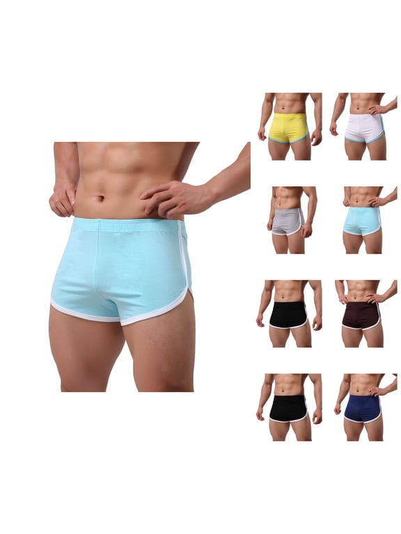 Mens Booty Boxer Low Rise Split Side Workout Gym Lounge Shorts Mens Underwear