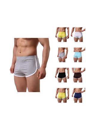 Mens Booty Boxer Low Rise Split Side Workout Gym Lounge Shorts Mens Underwear