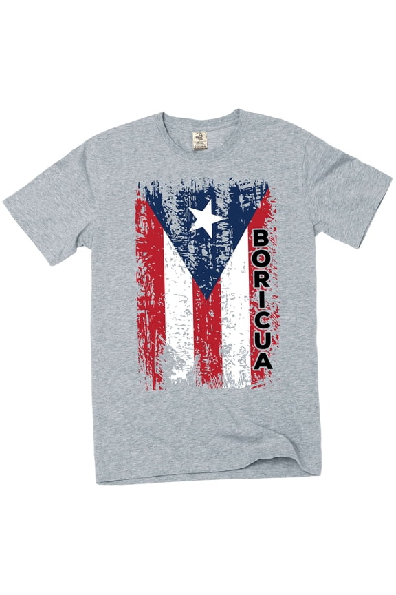 Men's Boricua T-shirt Puerto Rico Flag national parade day Tee Shirt (Small Grey)
