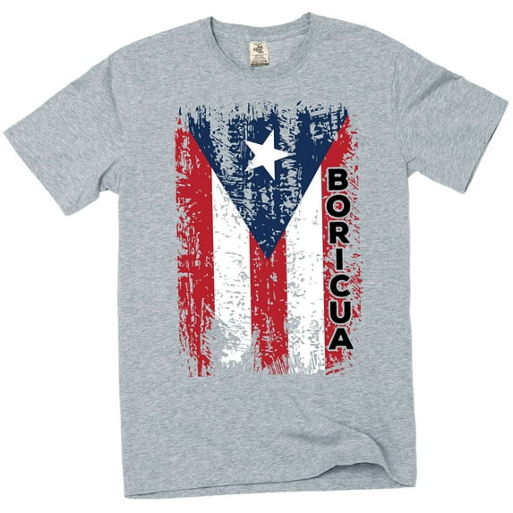 Men's Boricua T-shirt Puerto Rico Flag national parade day Tee Shirt (X-Large Grey)